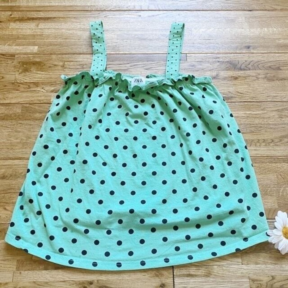 Zara Green Polka Dot‎ Tank Top Size 13-14